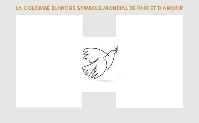 La colombe blanche est le symbole mondial de la paix et de l'amour entre les peuples.