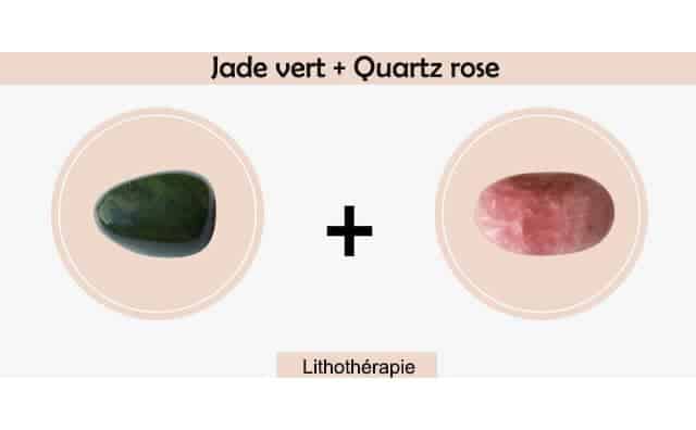 Jade vert et quartz rose combinés ensemble :