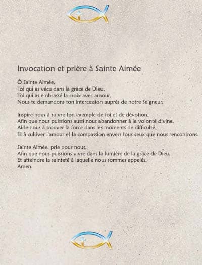 Prière à Sainte Aimée à imprimer