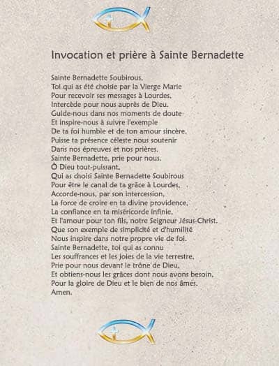 Prière à sainte Bernadette Soubirous à imprimer