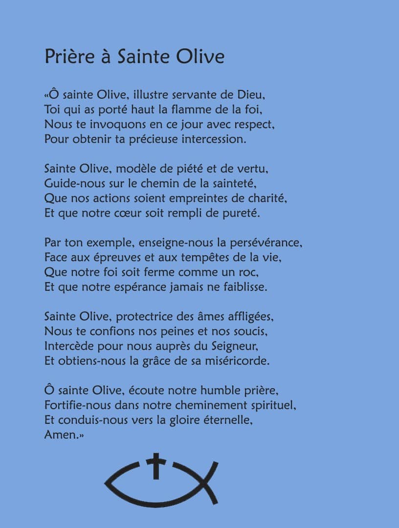 Prière de sainte Odile à imprimer